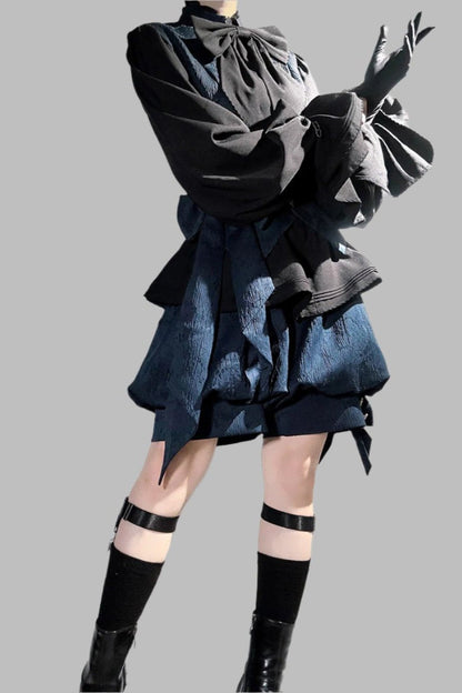 Sapphire Blue Bunny Ear Cape Jacket + Vest + Shorts