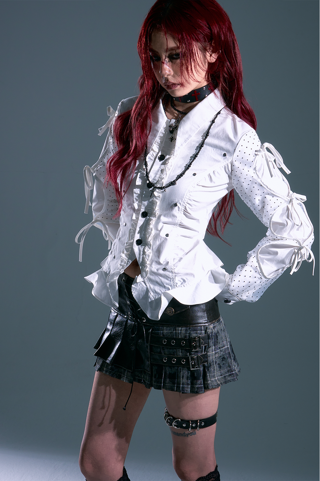 Retro Mode Dark Punk Dot Blouse