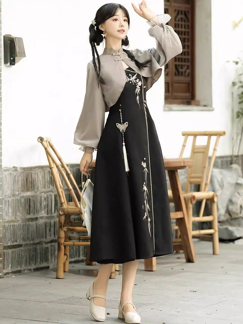 Butterfly Ember Hanfu Dress Set