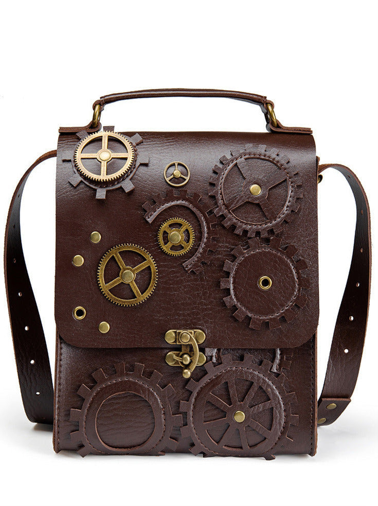Steampunk Antique Leather Flap Bag