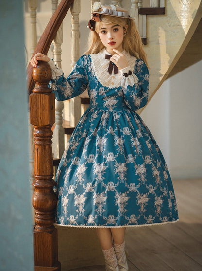 [pre-order] Antique Flower Wall Lolita Retro Cake Pendant Dress