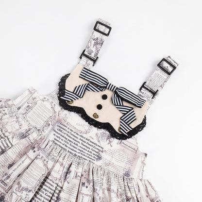 Retro Doll Apron Print Suspender Skirt Dress