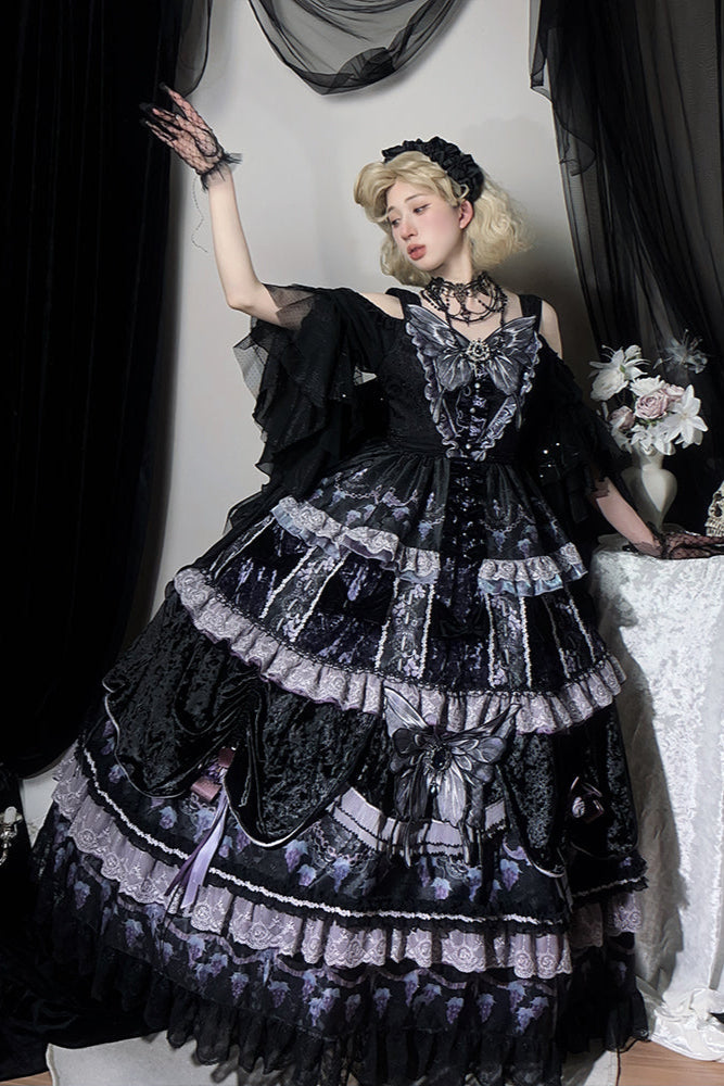 Dusk Manor Grape Lolita Dress + Hat + Accessories