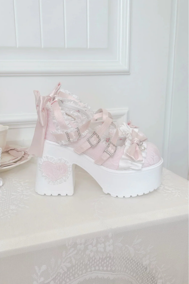 Dream Ribbon Lace Mary Jane Shoes