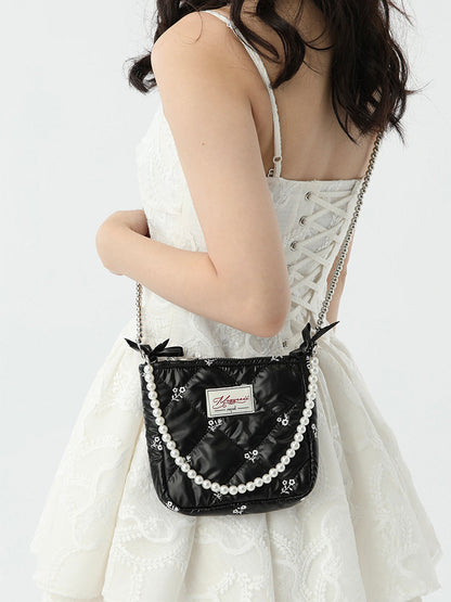 Sweet Fairy Embroidery Pearl Strap Mini Shoulder Bag