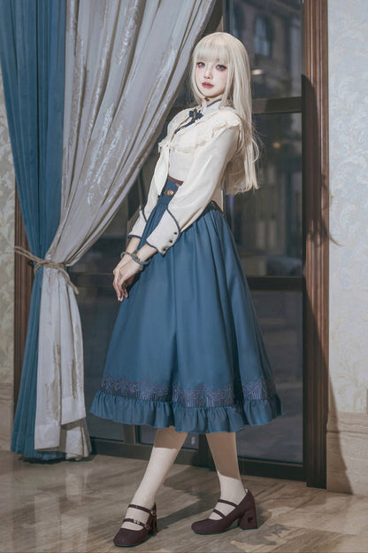 [pre-order] Retro Lolita Classic Blouse Skirt Shawl Suit