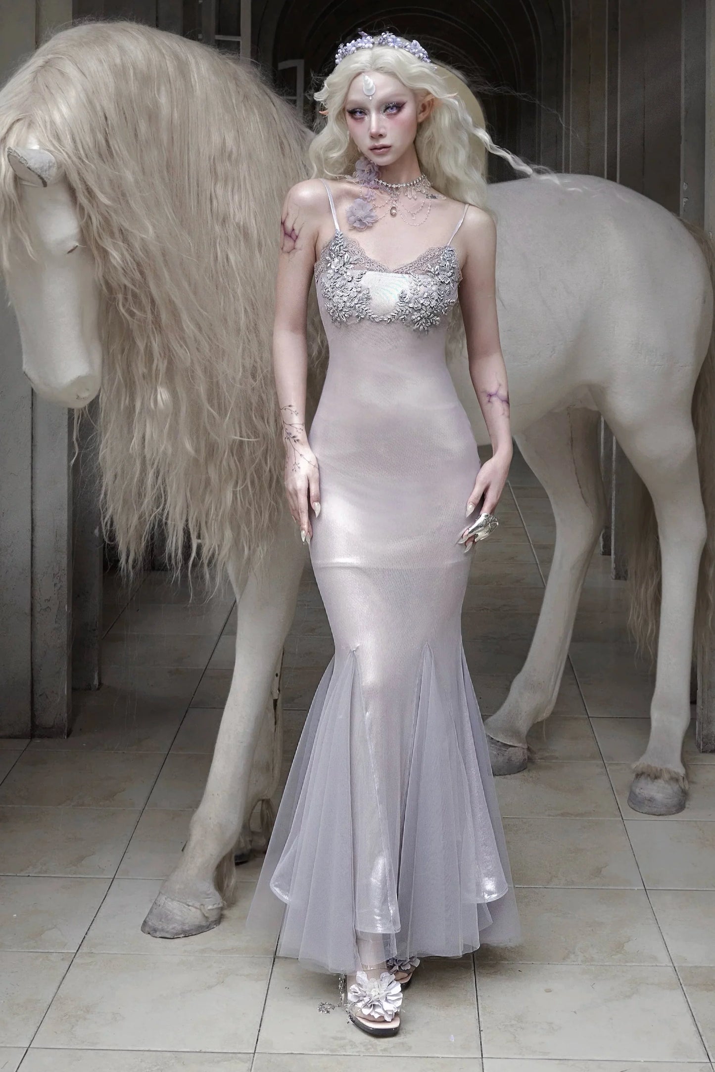 Moonlight Beast Mermaid Dress + Tube Top + Necklace