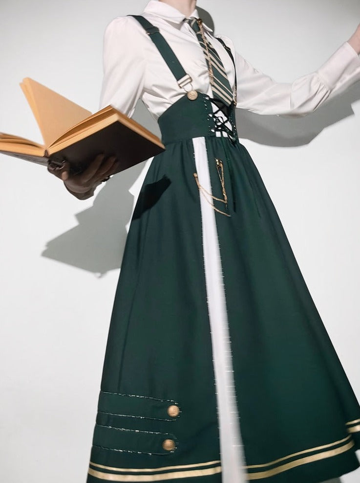 New Time Traveler Short Cape + Blouse + Lace-up Flare Skirt