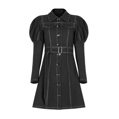 Double Pocket Waist Mark Denim Dress
