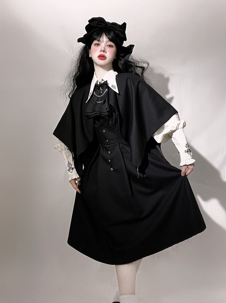 Night Crow Magic Lolita Prince Cape Shirt Suspender Dress Set