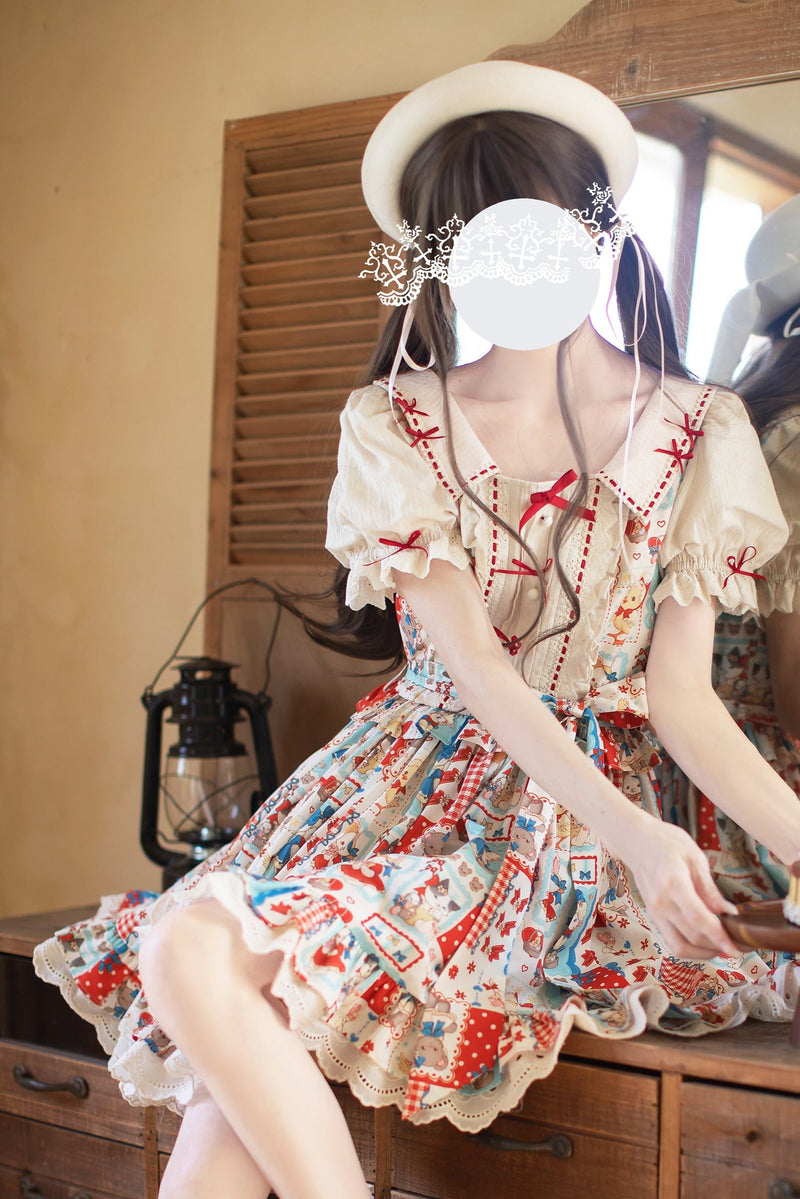 Retro Pop Doll Patchwork Dress