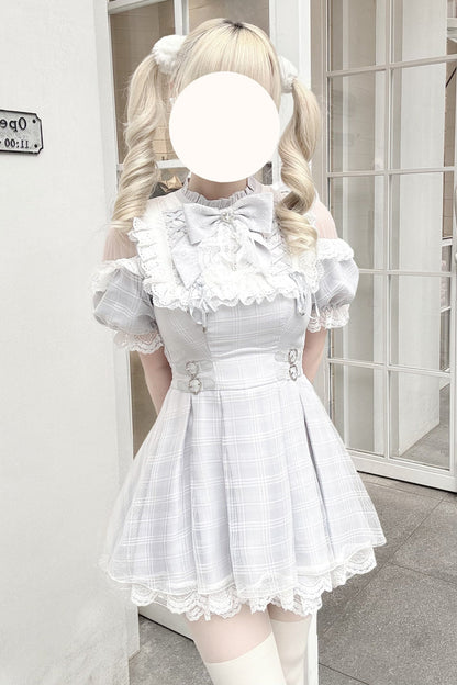 [pre-order] Angel Gray Blue Plaid Dress