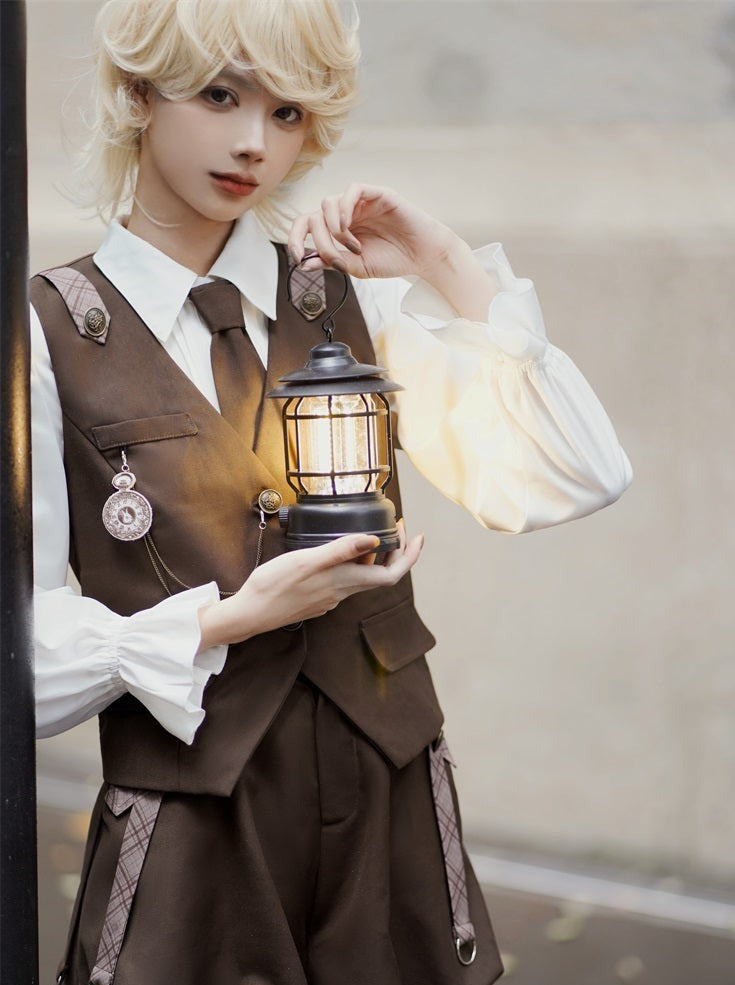 Detective Boy Vest + Ruffle Blouse + Balloon Pants