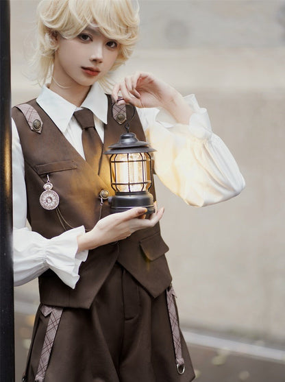 Detective Boy Vest + Ruffle Blouse + Balloon Pants