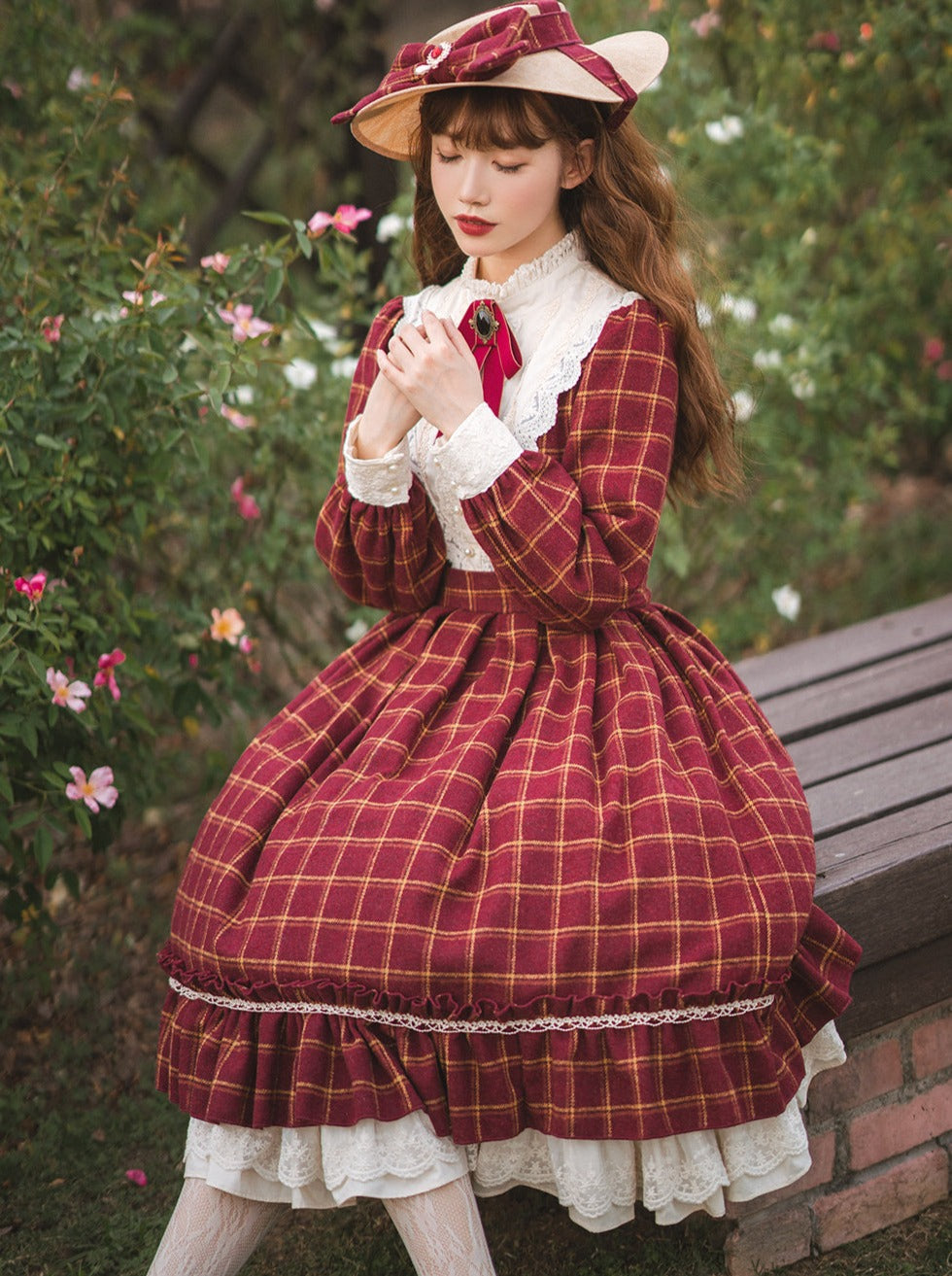 Retro Girl Volume Check Lolita Dress [pre-order]