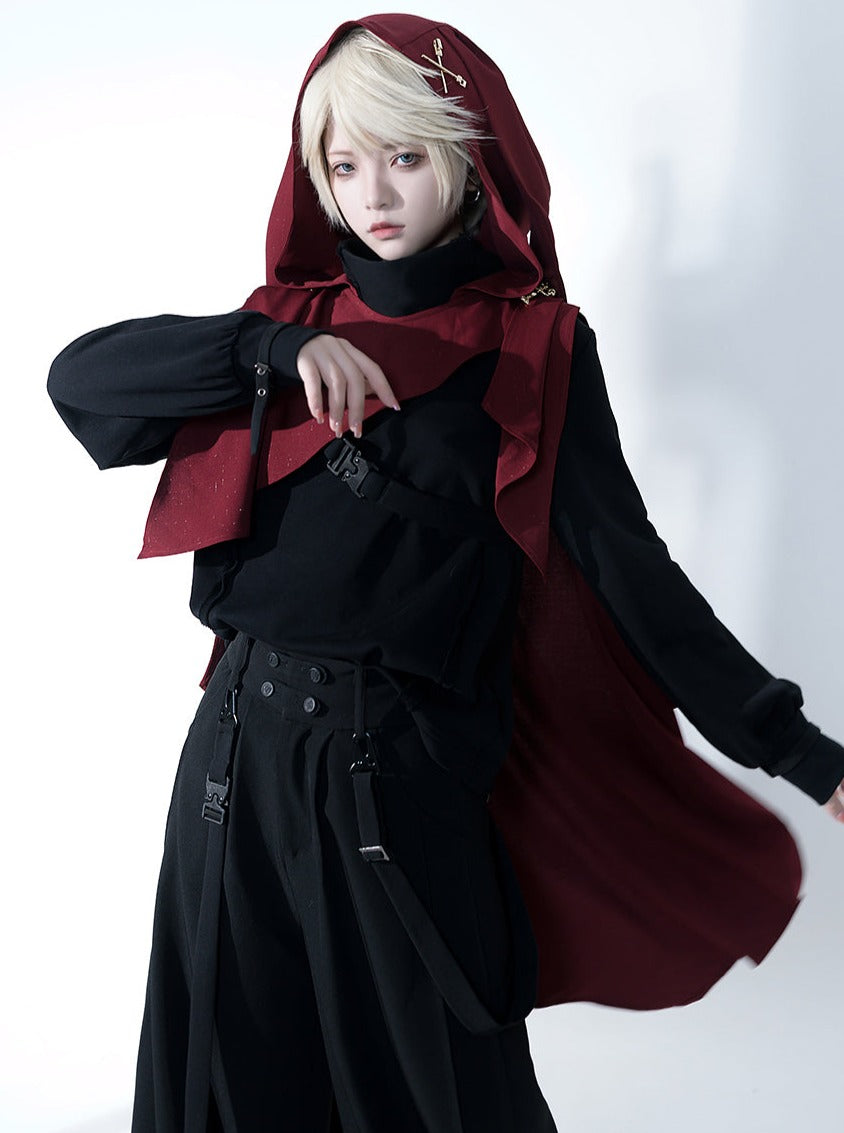 Dark Cool Jacket + Capri Pants + Hooded Scarf