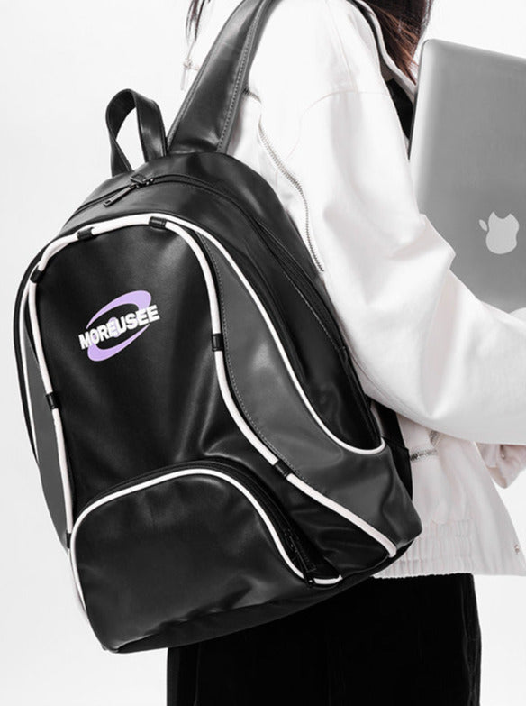 Piping Stitch Leather Pc Backpack
