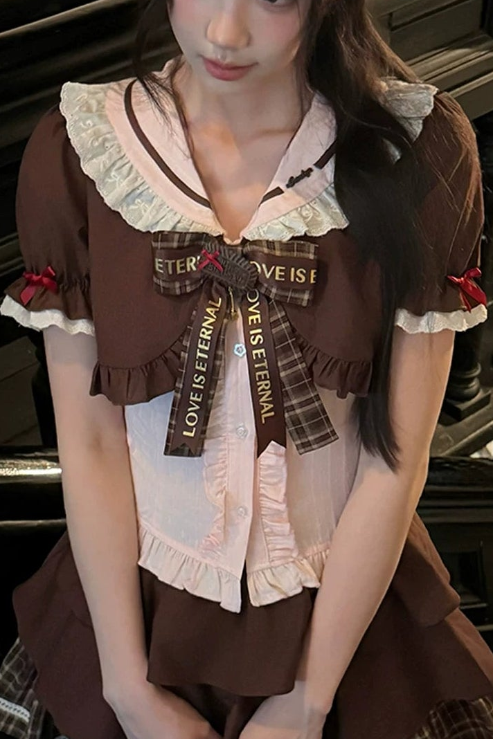 Strawberry Cocoa Doll Collar Top + Skirt