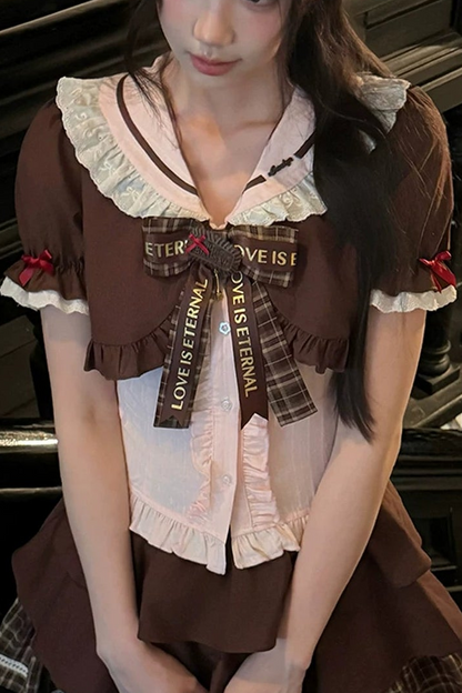 Strawberry Cocoa Doll Collar Top + Skirt