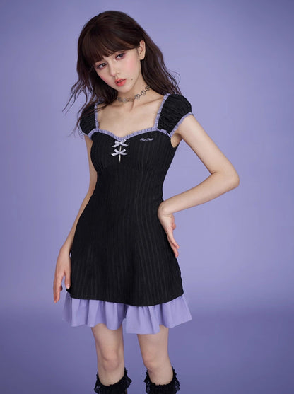 Purple Ruffle Little Black Dress