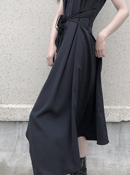 Sleeveless Flare Design Mode Shirt Dress