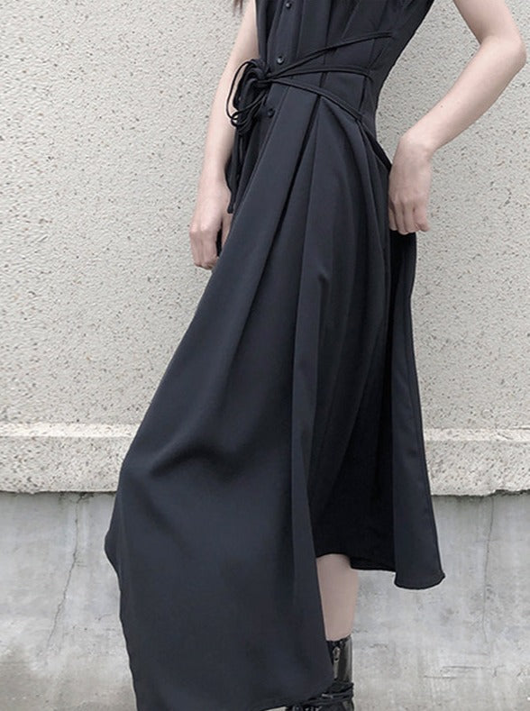 Sleeveless Flare Design Mode Shirt Dress