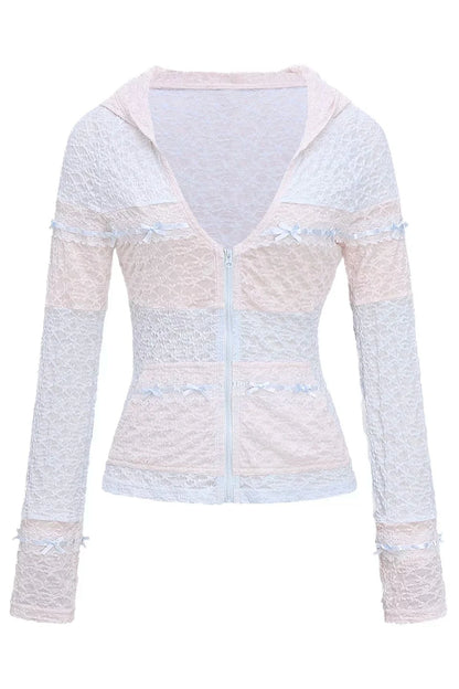 Fitted Lace Hooded Top