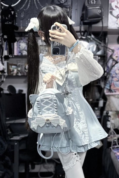 [pre-order] Cat Ear Jewel Ribbon Backpack