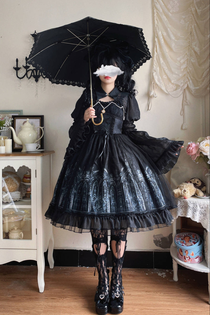 Star Night Dark Gothic Style Lolita Dress + Short Shawl