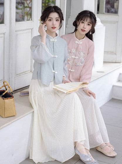 Spring Chinese-style Top + Long Skirt