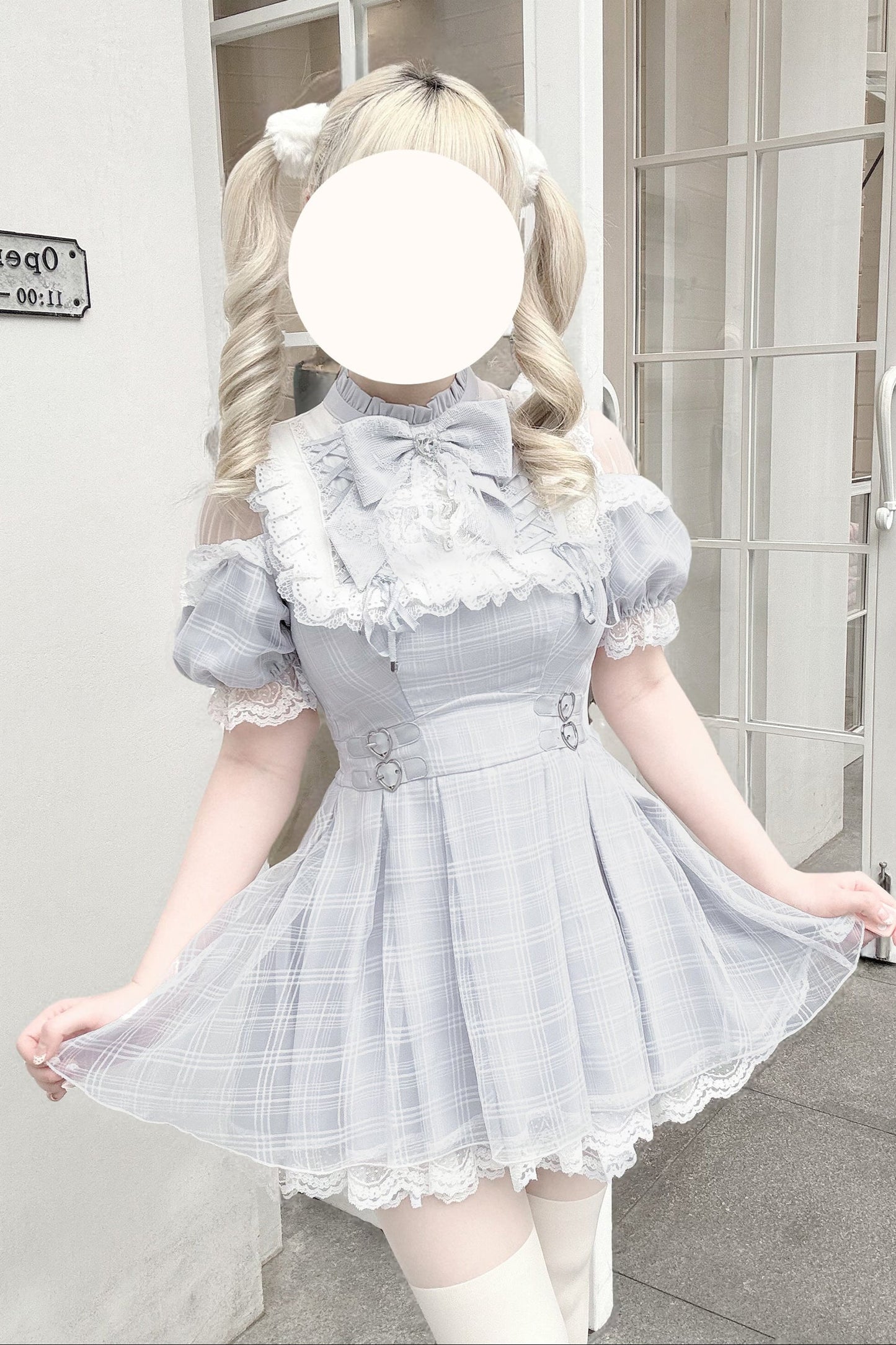 [pre-order] Angel Gray Blue Plaid Dress