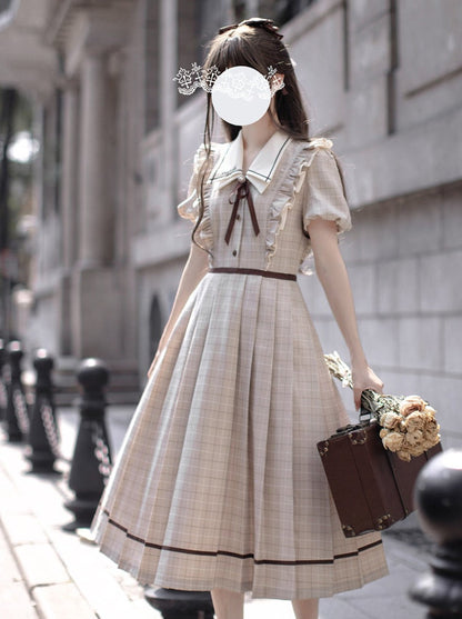 [pre-order] Ruffled Plaid Retro Dress