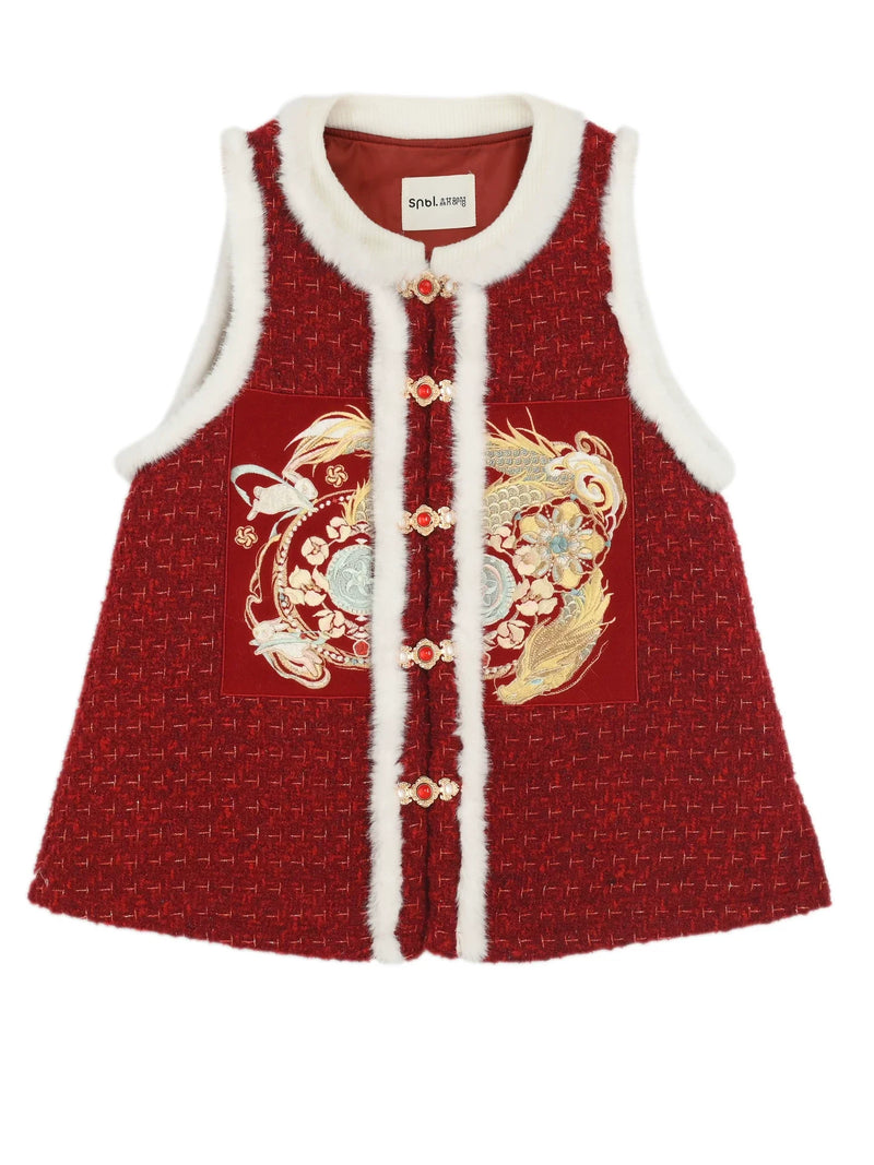 Chinese Design Fur Vest + Skirt