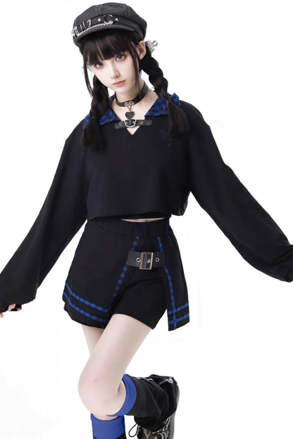 Blue Grid Cat Ear Set