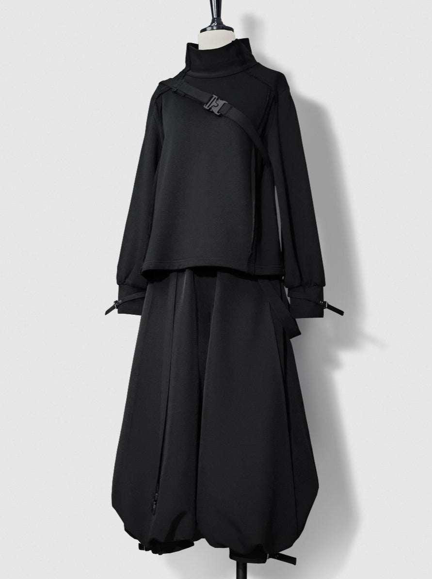 Dark Cool Jacket + Capri Pants + Hooded Scarf