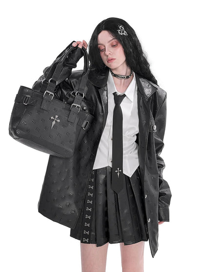 Gothic Cross Embossed Shoulder Bag