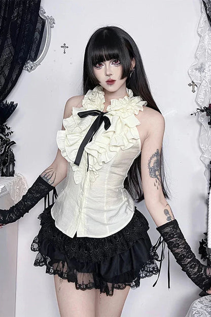 Ruffled Palace Lace Sleeveless Top