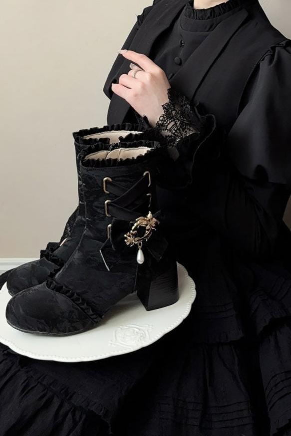 Lolita Classical Ribbon Short Boots