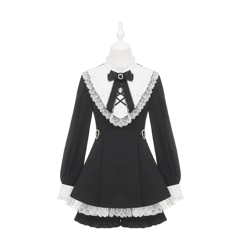 Gothic Dark Kawaii Lace Dress + Accessories (with Shorts)