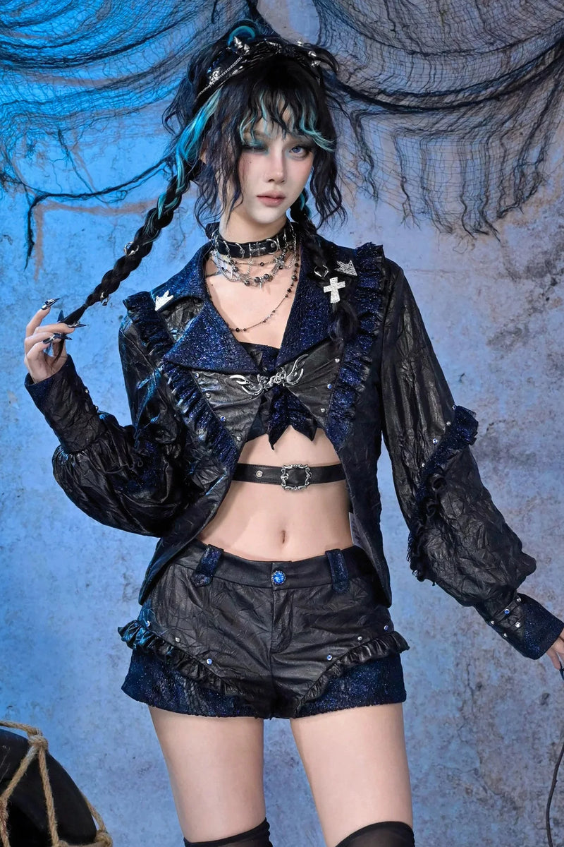 Dark Punk Lace Ruffle Jacket