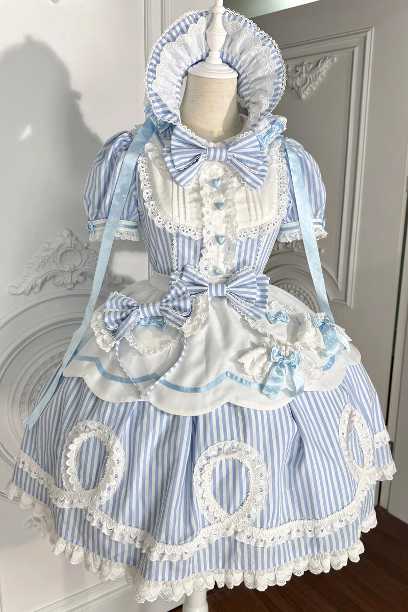 [pre-order] Retro Doll-like Lolita Dress + Hair Band + Clip + Bonnet + Hat