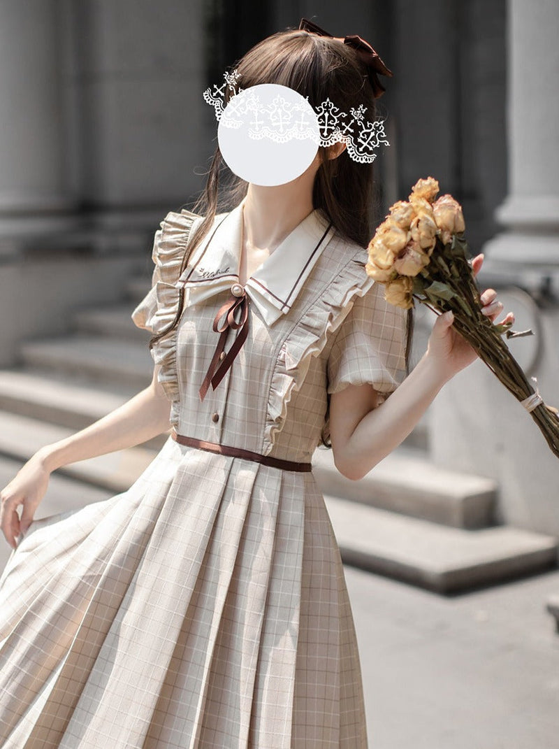 [pre-order] Ruffled Plaid Retro Dress