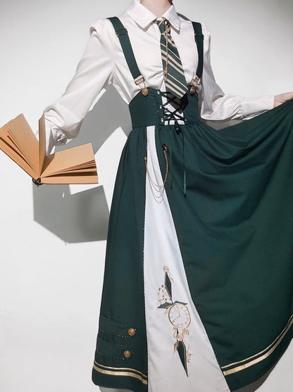 New Time Traveler Short Cape + Blouse + Lace-up Flare Skirt