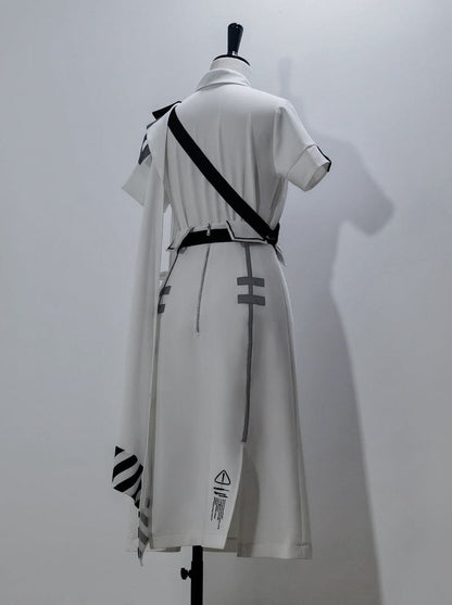 A Line Skirt Design Cape Suit [hoodie Cape + Shirt + Skirt + One Shoulder Cape]