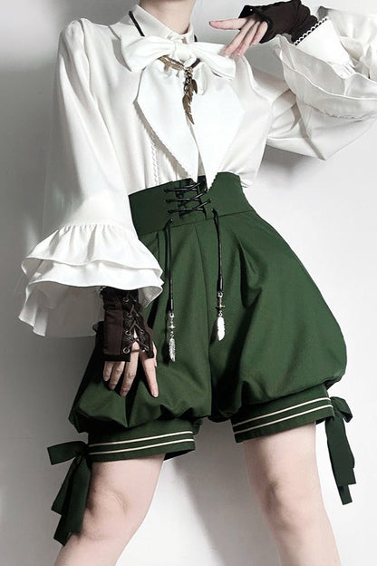 Bunny Ears Hoodie Vest + Shorts + Cape Feather Green Prince Cordage
