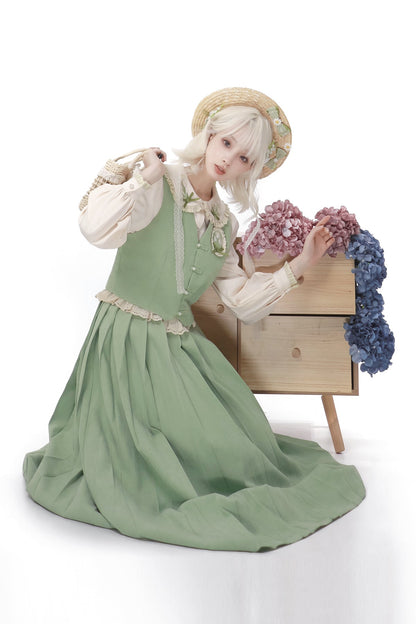 Chinese-style Pleated Skirt Set