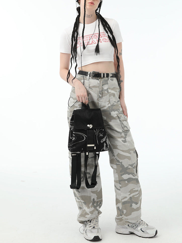 Y2k Cool American Denim Metal Buckle Backpack