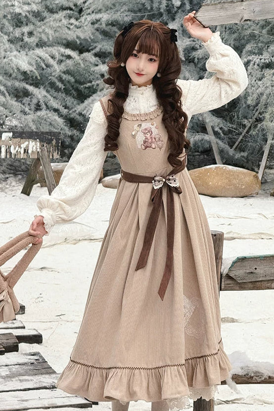 Antique Lace Corduroy Dress + Blouse