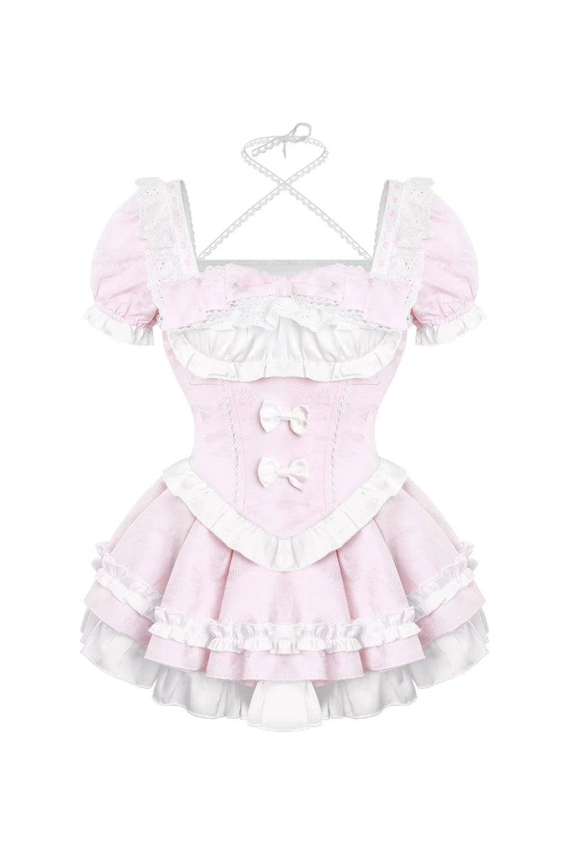 Sweet Girly Dress + Ribbon Apron + Inner Skirt