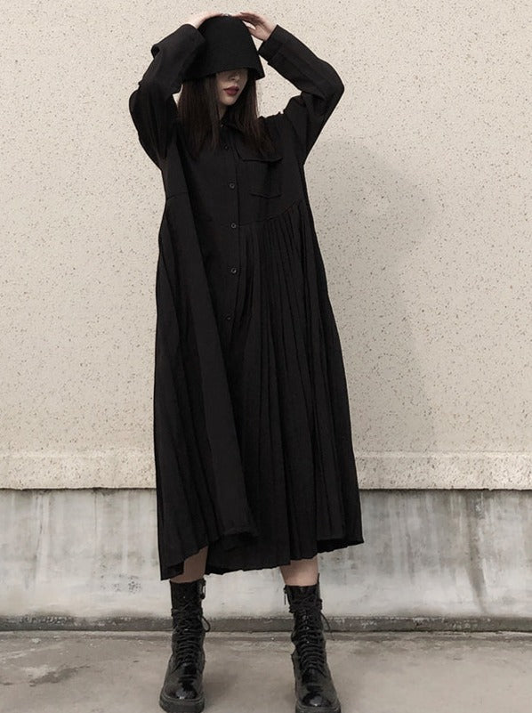 Dark Style Loose Shirt Dress